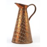 Arts & Crafts copper crocodile effect jug by Joseph Sankey, numbered 3, 26cm high :For Further