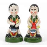 Lorna Bailey drummer boy and girl, limited edition 21/100 and 23/100, each 15cm high :For Further