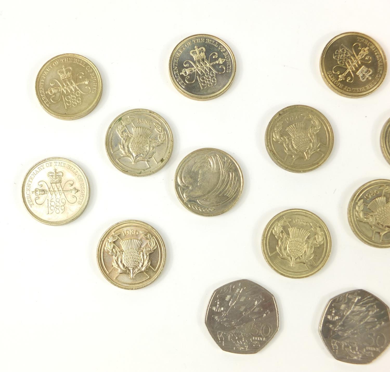 British coins and bank notes including five pounds, two pound coins, two fifty pence pieces and an - Image 6 of 8