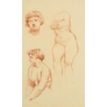 The female form, sanguine chalk on paper, inscribed E B George verso, mounted, unframed, 42cm x 25cm