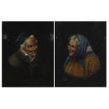 Head and shoulders portraits of Grandma and Grandpa, pair of 19th century oil on canvasses,