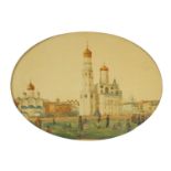 Moscow buildings, 19th century Russian school watercolour, mounted, framed and glazed, 19.5cm x 14cm
