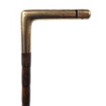 Good Edwardian 9ct gold whistle topped walking stick by J C Vickery of Regent Street, London 1906,
