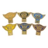Six vintage Bexhill 100 car year badges, each 10cm high :For Further Condition Reports Please