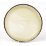 Large French silver mounted Jade tray, impress marks to the mount, 32.5cm in diameter :For Further
