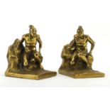 Pair of American bronzed spelter Navajo design book ends, each 16.5cm high :For Further Condition