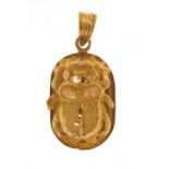 Egyptian Revival gold scarab beetle pendant, 3cm in length, 1.6g :For Further Condition Reports