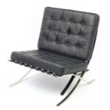 Chrome Barcelona chair with lift off cushions, designed by Ludwig Mies Van Der Rohe and Lilly Reich,