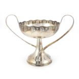 German WMF Art Nouveau silver plated comport with twin handles and pierced border, 23.5cm high :