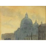 John Powley - Dome top buildings, watercolour, mounted, framed and glazed, 40cm x 30cm :For