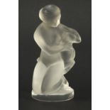 Lalique frosted glass Diana the huntress with fawn paperweight, signed Lalique France, 12cm high :
