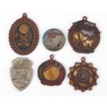 Five Chinese pendants and a brooch :For Further Condition Reports Please Visit Our Website-