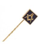 9ct gold and enamel masonic interest tie pin, 4.5cm in length, 2.0g :For Further Condition Reports