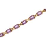 9ct gold amethyst bracelet, 18cm in length, 13.7g :For Further Condition Reports Please Visit Our