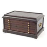 Five drawer coin collector's chest with twin handles, 23cm H x 45cm W x 30cm D :For Further