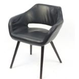 Scandinavian design chair with black faux leather upholstery, 73cm high :For Further Condition