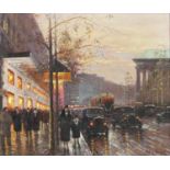 After Antoine Blanchard - Parisian street scene, French Impressionist oil on board, framed 49cm x