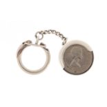 Silver threepenny bit key ring, by SJ Rose & Son, Birmingham 1966 :For Further Condition Reports