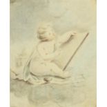 Manner of Giovanni Battista Cipriani - Putti at the drawing board, mixed media, inscribed verso,
