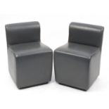 Pair of contemporary chairs with grey upholstery, each 64cm high :For Further Condition Reports