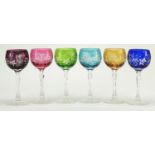 Set of six Bohemian flashed cut glasses, each 19.5cm high :For Further Condition Reports Please