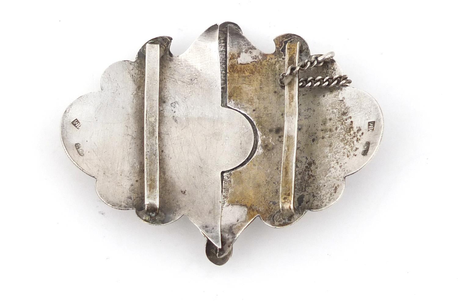 Russian Silver niello work buckle, indistinct kokoshnik mark, 6.7cm wide, 24.0g :For Further - Image 4 of 7