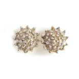 Pair of 9ct gold diamond cluster earrings, 6mm in diameter, 1.0g :For Further Condition Reports