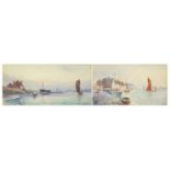 C W Taylor - Burhnam and Creeksea ferry, pair of watercolours, each mounted, framed and glazed, each