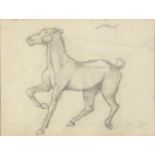 Manner of Leon Underwood - Study of a horse, pencil on paper, mounted, framed and glazed, 26cm x