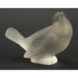 Lalique frosted glass bird paperweight, signed Lalique France, 11cm high :For Further Condition