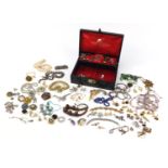 Vintage and later jewellery including a serpent brooch, necklaces, bracelets and rings :For