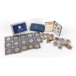 British coinage including two pound coin, first decimal coin sets and commemorative crowns :For