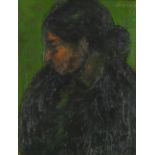 Manner of Isidre Nonell - Top half portrait of a female, Continental school oil on canvas, framed,