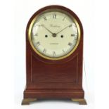 Regency boxwood strung mahogany bracket clock with repeating twin fusee movement, the circular