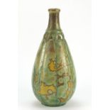 French Art Nouveau pottery vase having a crystalline glaze by Pierrefonds, numbered 588, 33cm