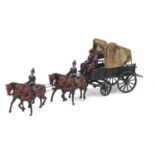 Britains hand painted lead Royal Army Medical Corps ambulance wagon with soldiers on horseback :