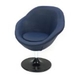 Contemporary swivel lounge chair with blue faux leather upholstery, 90cm high :For Further Condition