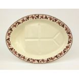 19th century Swansea creamware pottery meat platter, the boarder decorated with leaves and