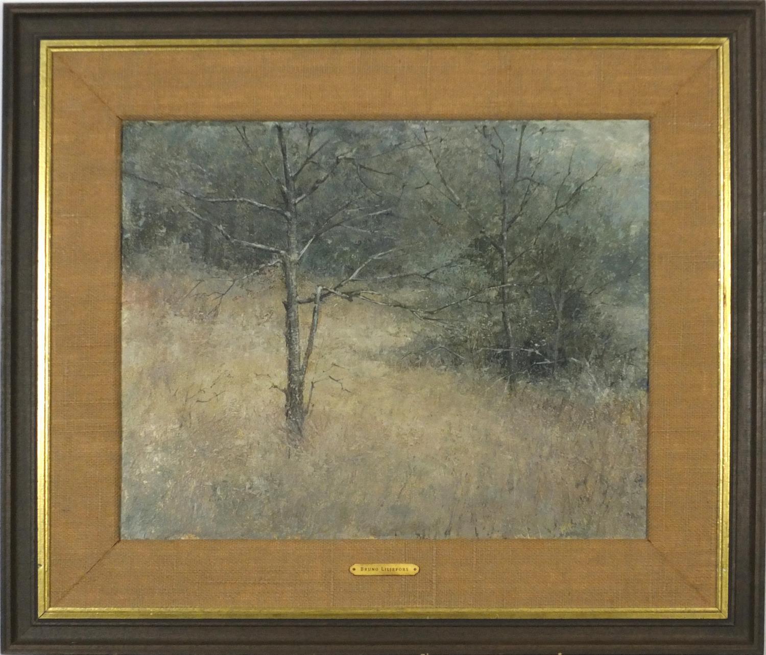 Attributed to Bruno Liljefors - Forest landscape, Swedish school oil on board, mounted and framed, - Image 2 of 4