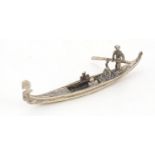 Italian silver model of a Venetian gondola, 8cm in length, 17.8g :For Further Condition Reports