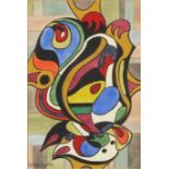 Manner of Wilhelm Freddie - Abstract composition, Danish school watercolour, mounted, framed and