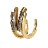 Pair of 9ct gold diamond hoop earrings, 2cm in length, 4.2g :For Further Condition Reports Please
