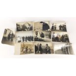 Ten German military black and white photographs, including nurses, each 18cm x 13cm :For Further