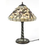 Tiffany design table lamp with dragonfly shade, 56.5cm high :For Further Condition Reports Please