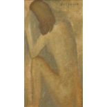 Nude female, Impressionist oil on canvas, signed Delpepin, framed, 39.5cm x 22.5 :For Further