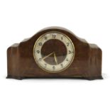 Walnut Westminster chiming mantle clock with Arabic numerals, 40cm wide :For Further Condition