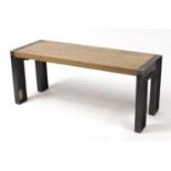 Industrial design light ash and iron bench / coffee table, 45cm H x 110cm W x 40cm D :For Further