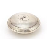 Victorian silver squeeze action snuff box with all over engine turned decoration, possibly by