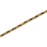 9ct gold sapphire and diamond bracelet, 18cm in length, 6.9g :For Further Condition Reports Please