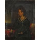 Portrait of a Jewish girl in an interior, 19th century oil on canvas, framed, 50.5cm x 38cm :For